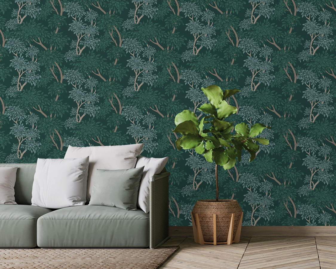 Tenue de Ville Wallpaper Panache Forest in Grün mit floralem Naturdesign aus Vlies - Bild 1