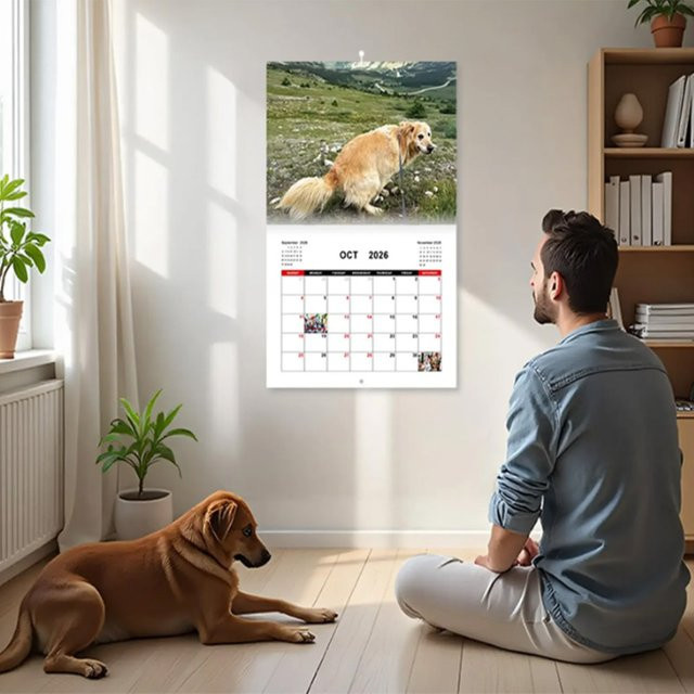 2026 Hundekot Wandkalender mit lustigem Tier-Humor Design in Multicolour - Bild 1