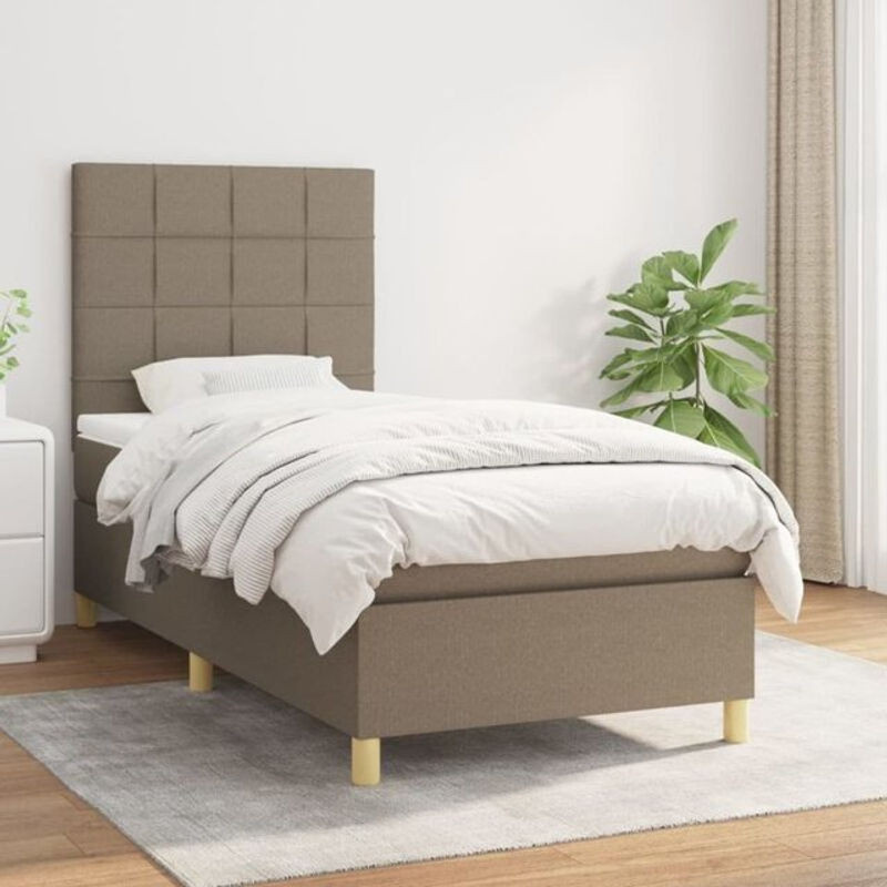 vidaxl Boxspringbett mit Matratze in Taupe meliert aus Stoff B/T/H: 90 x 190 x 128 cm - Bild 1
