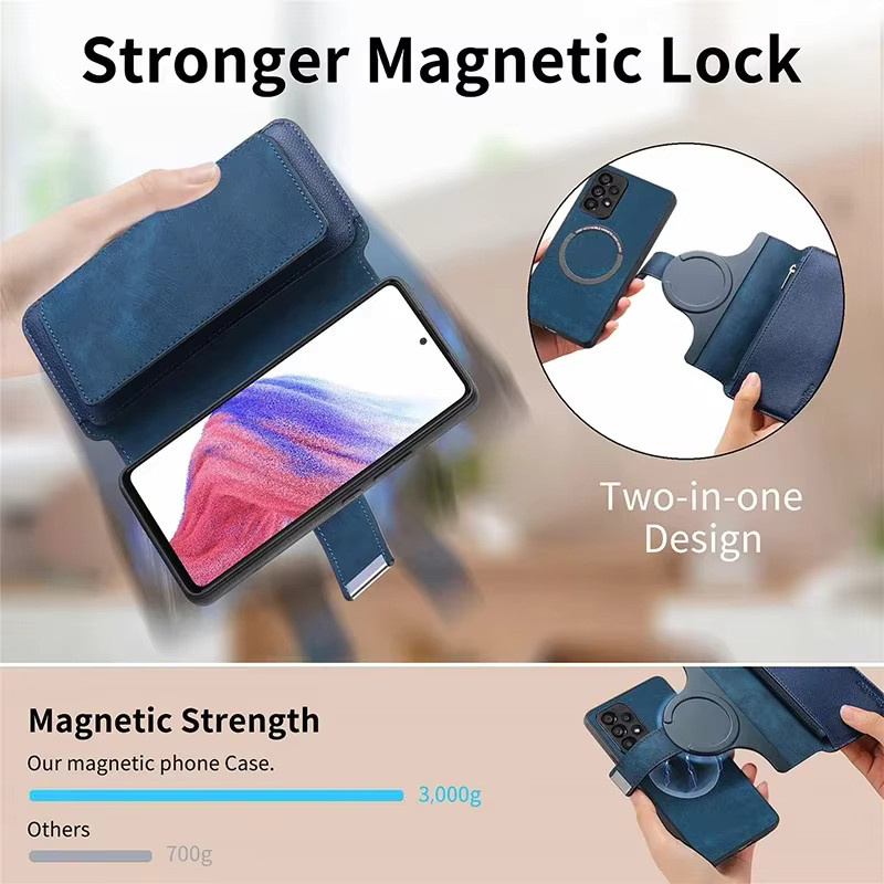 Leder-Magnetetui mit Mehrfach-Kartenfach für Samsung Galaxy S26 S25 S24 S23 S22 Plus Ultra FE Edge in Schwarz - Bild 2