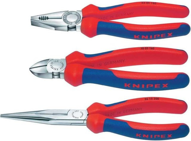 Knipex Montage-Paket 00 20 11 Werkstatt Zangen-Set 3-teilig mit Kombizange, Seitenschneider und Flachrundzange - Bild 3