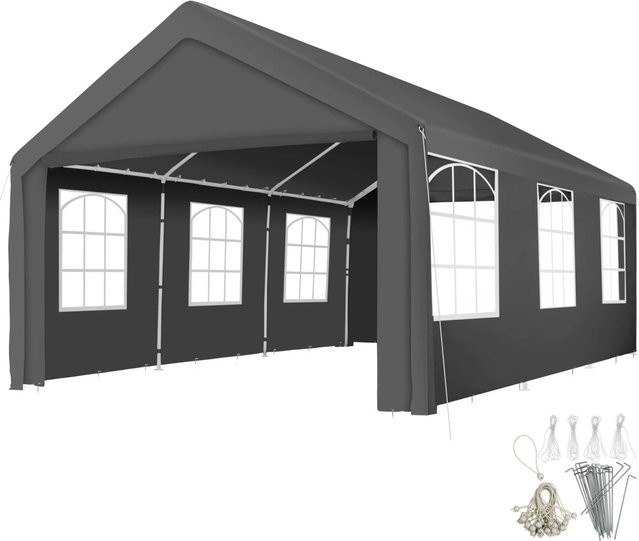 tectake Pavillon Jasko Wasserdicht Grau Weiß B/T/H: 600 x 400 x 315 cm - Bild 2