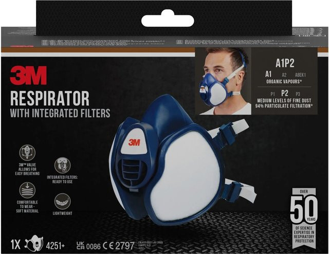 3M Halbmaske 4251+ Atemschutzmaske Typ A1P2 Blau - Bild 2