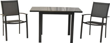 Merxx Milano Balkonset 3-tlg. aus Aluminium in Grau mit ausziehbarem Tisch und 2 Stapelsesseln - Bild 2