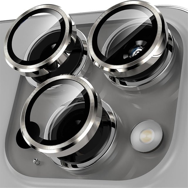 3er-Set Objektivschutz für Apple iPhone 12 13 14 15 Pro Max und Mini in Silber und Lila - Bild 1