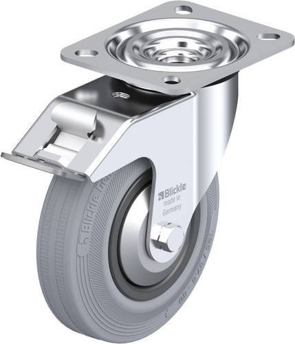 Blickle Lenkrolle L-VPP 125G-FI-SG-FA mit Feststeller, Farbe: Schwarz/Grau, Rad-Durchmesser: 125 mm, Tragfähigkeit: 100 kg - Bild 1