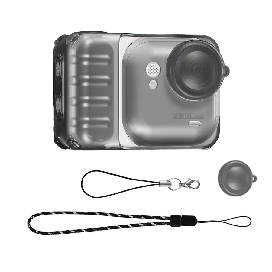 Transparente TPU Schutzhülle für Insta360 Go Ultra mit Objektivkappe und Lanyard zur Wärmeableitung und zum Sturzschutz - Bild 3