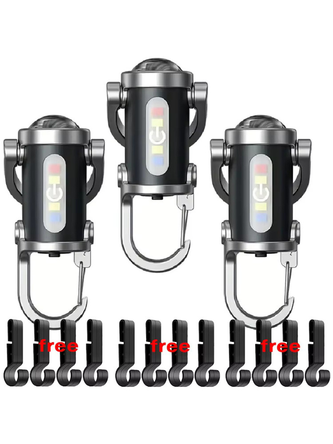 KDULIT Mini-Schlüsselanhänger-Taschenlampe mit COB-LED, wiederaufladbares Arbeitslicht mit Haken in Schwarz - Bild 7