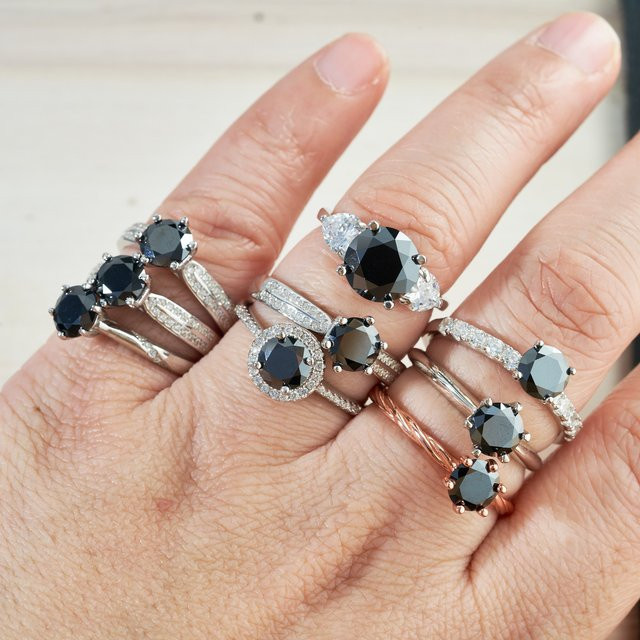BIJOX STORY Ring, Moissanit, Schwarz, 18 Karat vergoldet, Unisex - Bild 1