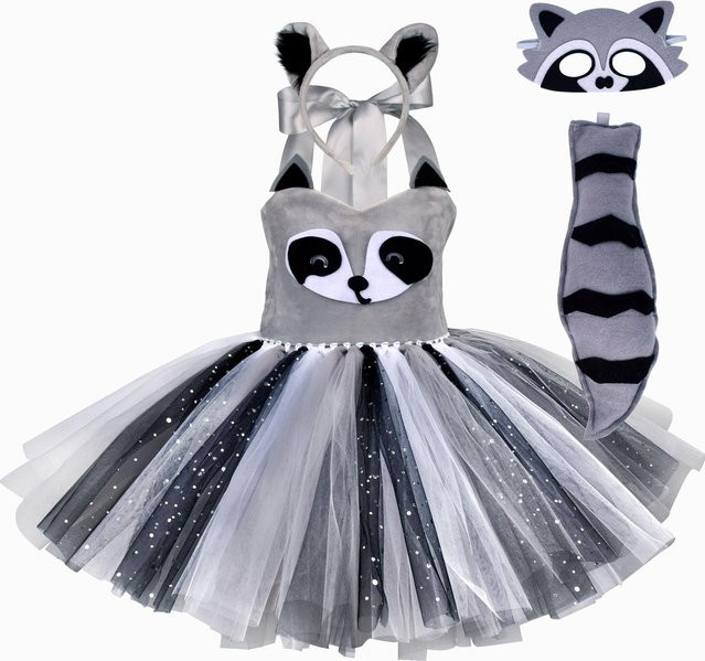 Waschbär Cosplay Kostüm Mädchen, Tutu Kleid, Tiere - Bild 1