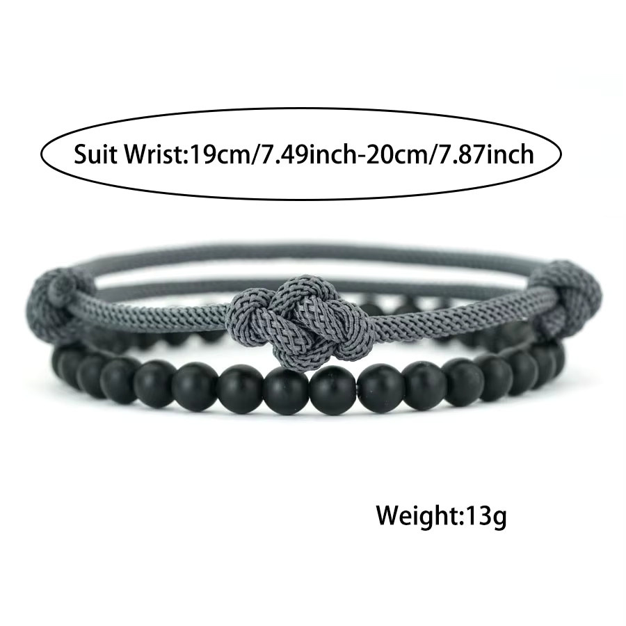 diffone Armband-Set, schwarzer Onyx, Glücksknoten, Unisex - Bild 3