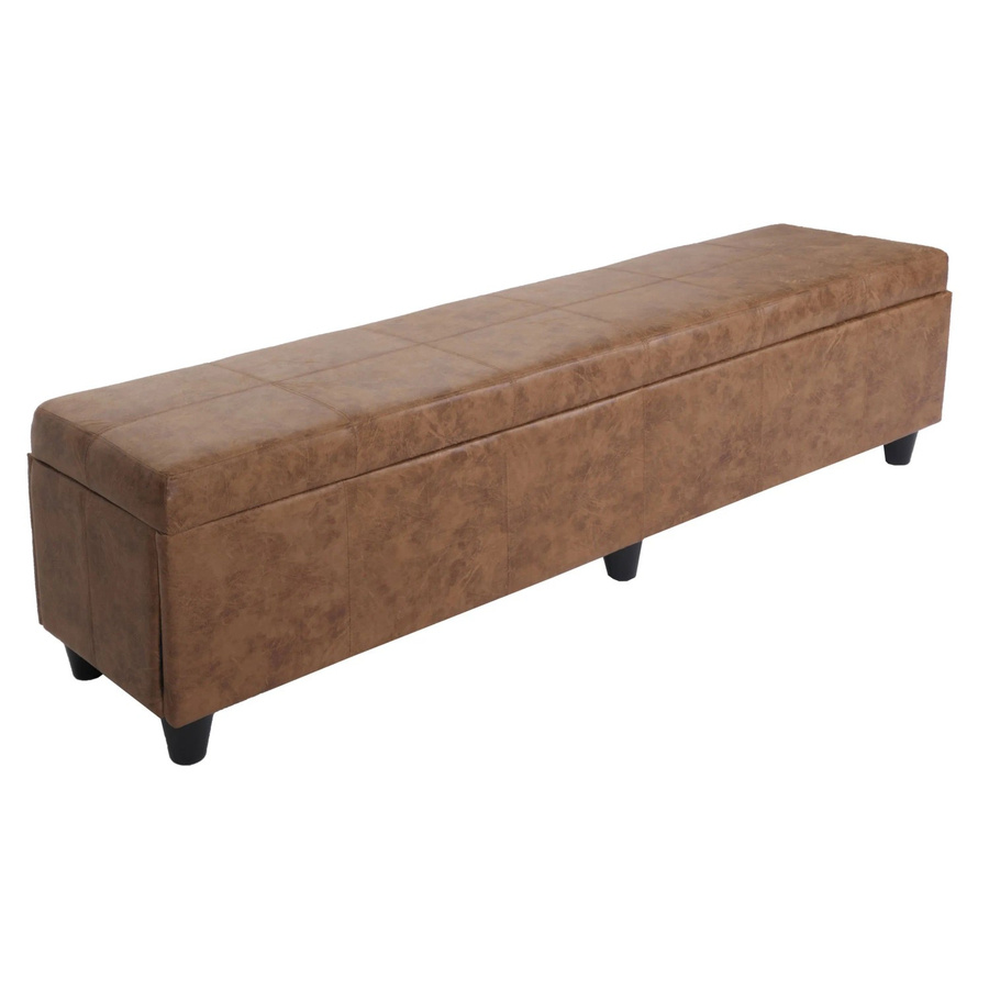 MCW Aufbewahrungstruhe Sitzbank Kriens XXL in Braun aus Wildlederimitat, B/T/H: 180 x 45 x 45 cm - Bild 3