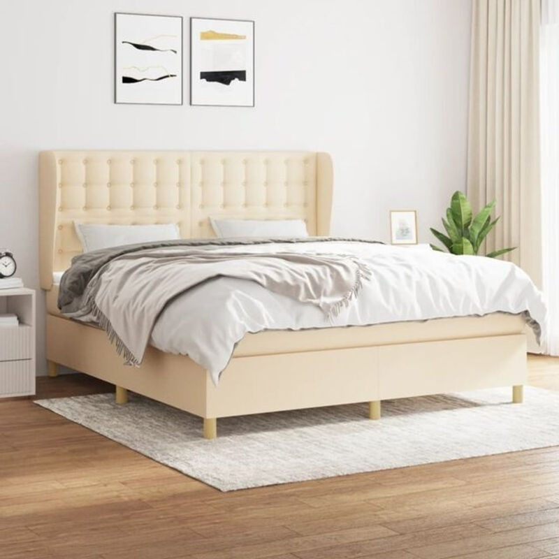 vidaxl Boxspringbett mit Matratze in Beige aus Stoff, B/T/H: 180 x 200 x 118 cm - Bild 1