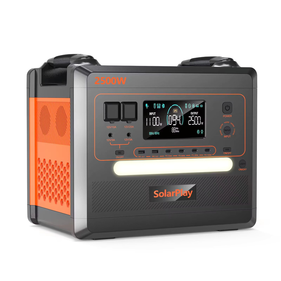 Tragbare Powerstation SolarPlay Q2402M in Schwarz mit 2500W, 2304Wh und LiFePO4 Akku für Camping, Wohnmobil und Notstromversorgung - Bild 8