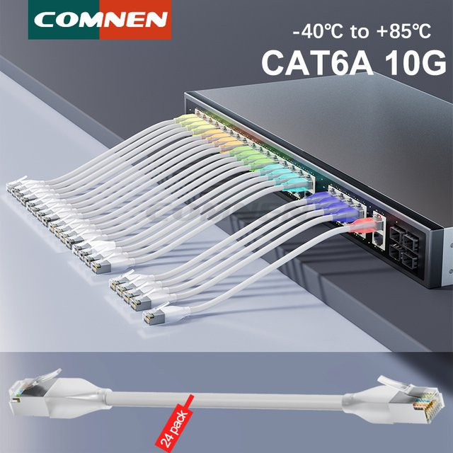 COMNEN 24er-Pack Cat6a FTP geschirmte Ethernet LAN Patchkabel in Weiß für Server und Switches - Bild 1