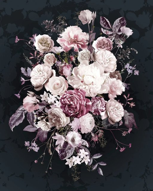 Komar Vliesfototapete Bouquet Noir in Schwarz, B: 200 cm x H: 250 cm - Bild 1