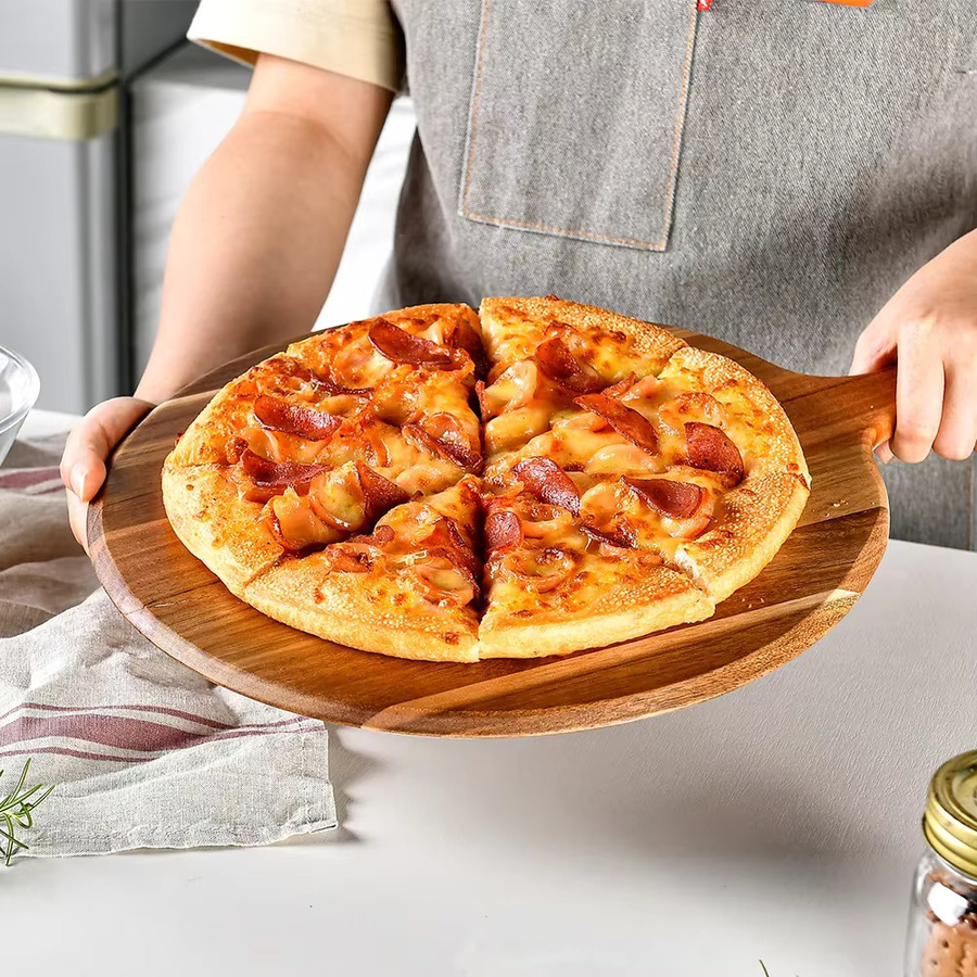 Rundes Holzschneidebrett mit Griff von JANKNG in Braun für Obst und Gemüse - Bild 2