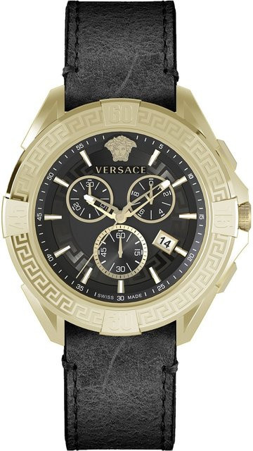Versace Chronograph, Herrenuhr, Edelstahl, Quarz, 46mm, Schwarz, 5 ATM - Bild 1
