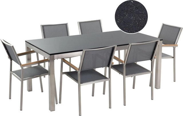 Beliani Gartentisch Set GROSSETO in Graphitgrau im Industrial Design, B/T/H: 180 x 90 x 87 cm - Bild 1
