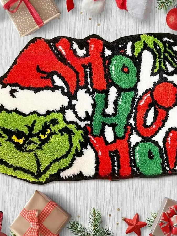 VIKAMA Weihnachts-Plüschteppich aus Kunstfell in Multicolour, rutschfest und pflegeleicht für Wohnzimmer, Schlafzimmer oder Flur - Bild 3