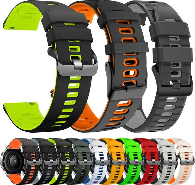 Fossil Uhrenarmband Silikon, 22 mm, Schwarz, Multicolor - Bild 1