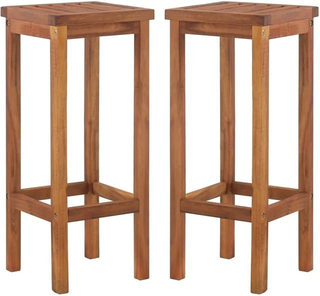 vidaXL Barhocker 2er Set aus geöltem Akazien-Massivholz in Braun, Höhe: 74 cm, Breite: 30,5 cm, Tiefe: 30,5 cm - Bild 1