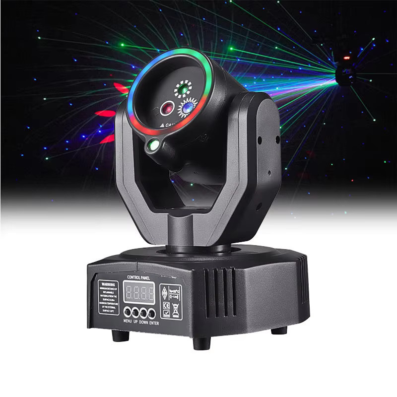 Ybeiyuan Super Mini 3-in-1 Bühnenlicht mit Fernbedienung, 20 W LED-Disco-Laser-Effekt für DJ, KTV und Party, Schwarz - Bild 2