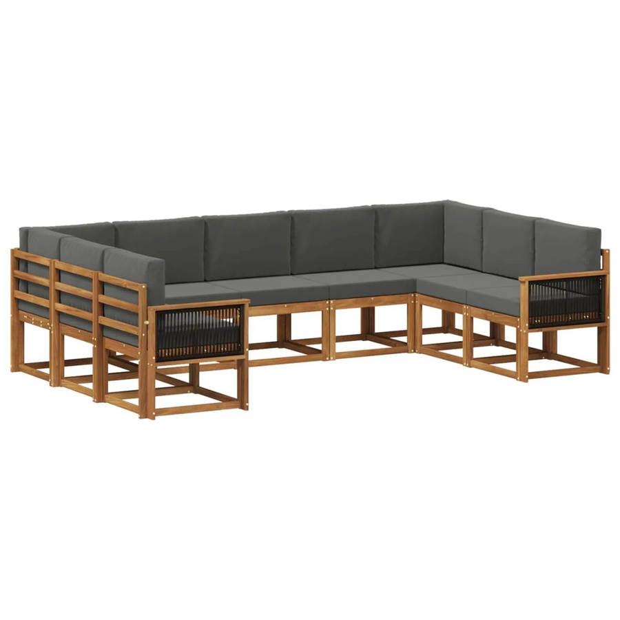 vidaXL Outdoor-Sofagarnitur aus Akazienholz in L-Form mit Kissen, Farbe: Braun und Anthrazit - Bild 2