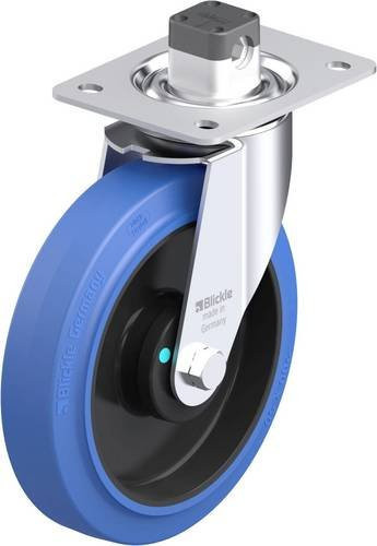 Blickle Stahlblech-Lenkrolle LE-POEV 200KAD-CS11-SB in Schwarz und Blau mit Rad-Durchmesser 200 mm und einer Tragfähigkeit von max. 300 kg - Bild 1
