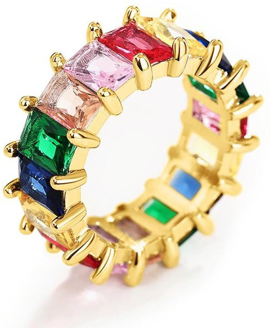 Huitan Versprechensringe, Kupfer, Gold, Zirkonia, Damen - Bild 1