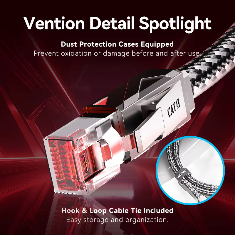 Vention Cat8 Ethernet-Kabel mit 40 Gbit/s und 2000 MHz SFTP LAN-Patchkabel für PC, Router und Gaming - Bild 5