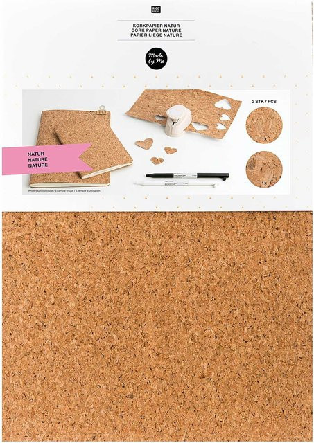 Rico Design Korkpapier selbstklebend DIN A4 in Natur, 2 Stück - Bild 1