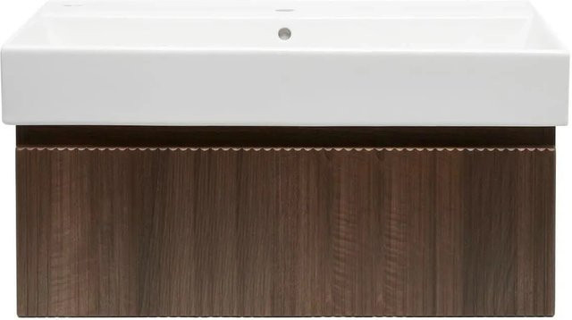 Swiss Aqua Technologies Badezimmerschrank Aida mit Waschbecken in Tobacco Walnuss, B/T/H: 98 x 30 x 44,8 cm - Bild 1