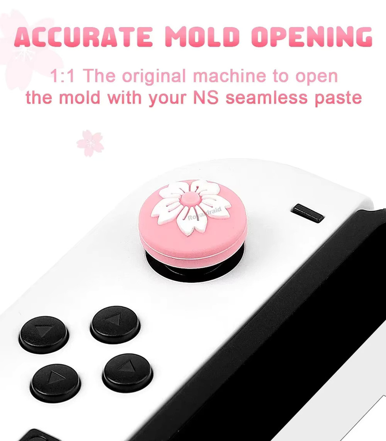 HeroAngel 4er-Set Silikon Thumbstick-Kappen in Rosa für Nintendo Switch OLED und Lite - Bild 3