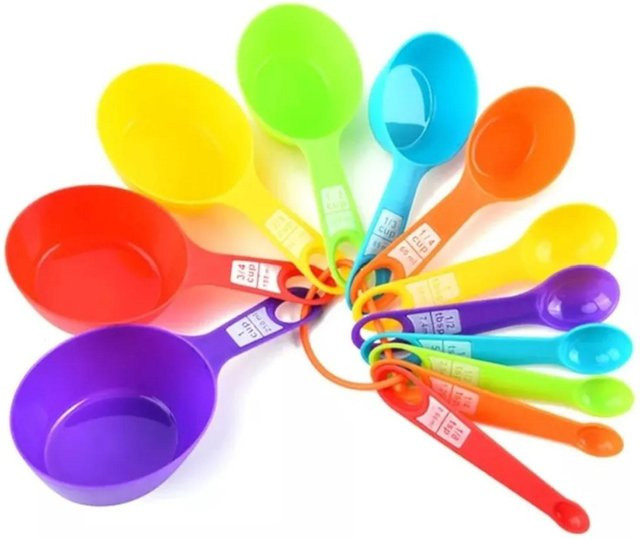 12-teiliges Messlöffel-Set aus Kunststoff von TOMTOP JMS in Gelb und Multicolour zum Nesten für die Küche - Bild 1