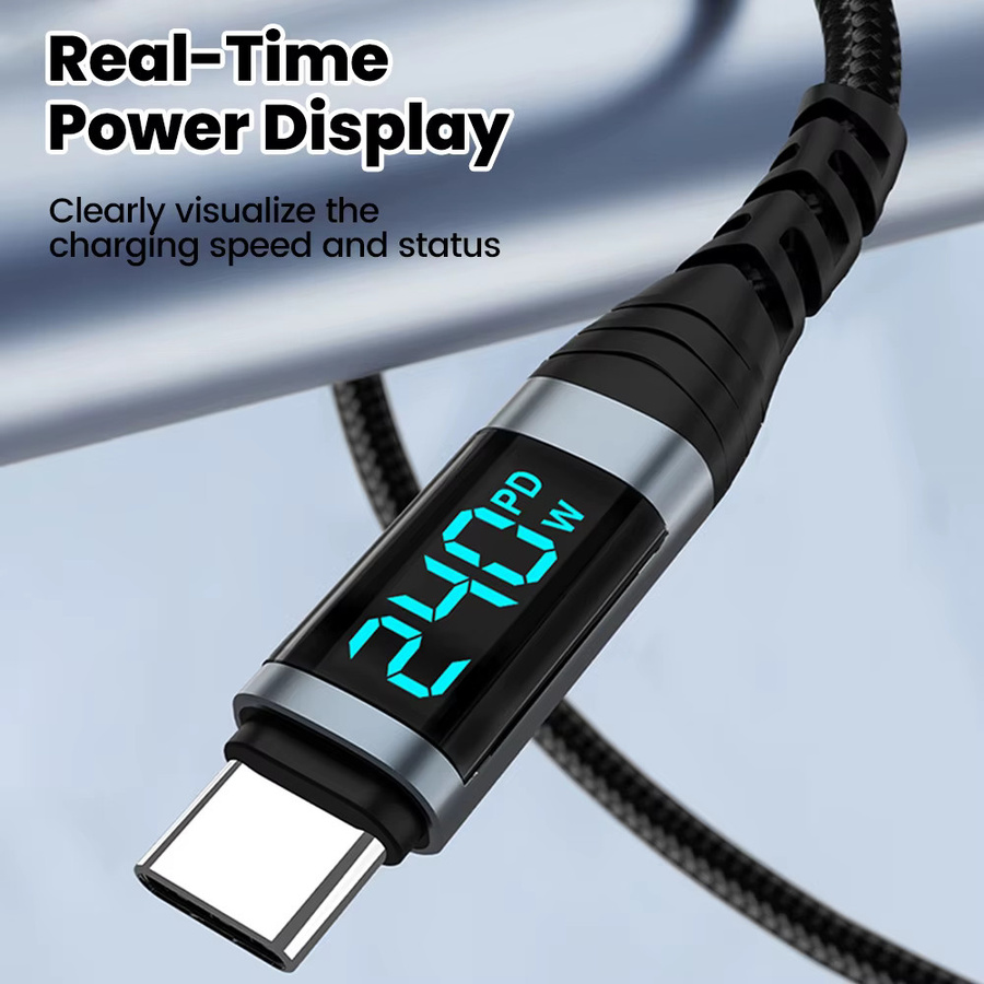 NNBILI USB C auf Typ C Kabel 240W PD 3.1 Schnellladekabel für MacBook Pro, Xiaomi und Samsung in Schwarz oder Grau - Bild 3