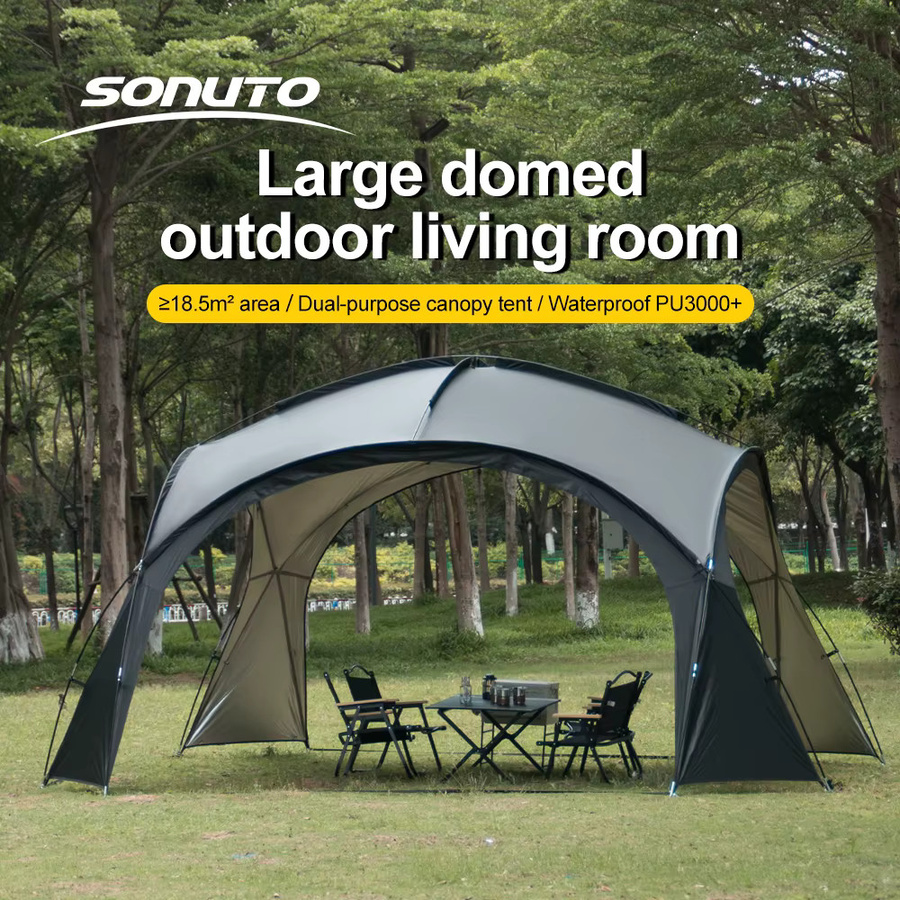 Sonuto Extra Großes Kuppelzelt Pop-up Camping Pavillon mit Moskitonetz in Schwarz oder Beige - Bild 2