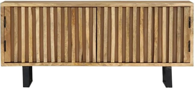 vidaXL TV-Schrank aus Mango-Massivholz und pulverbeschichtetem Eisen in Braun, B/T/H: 90 x 30 x 40 cm - Bild 1