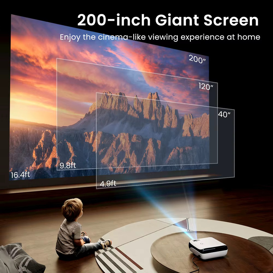 HAPPRUN Native 1080P Bluetooth-Projektor in Weiß mit Full-HD-Auflösung, integriertem Lautsprecher sowie HDMI und USB-Anschluss - Bild 3