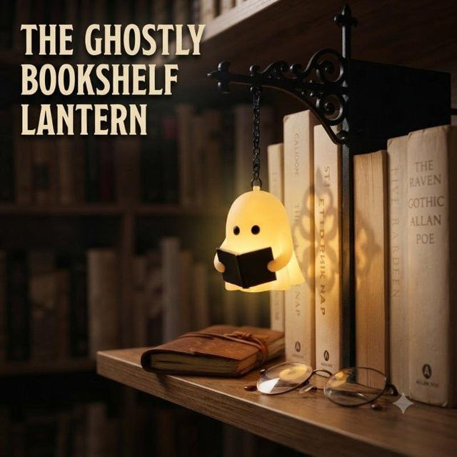 AYEVIN Life Gadgets Gotischer Buchständer mit LED-Hängelaterne in Schwarz, Antik-Design aus Metall für die Bibliothek oder das Wohnzimmer - Bild 1