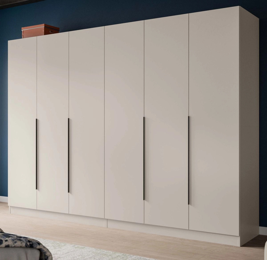 6-türiger Kleiderschrank Swan in Kaschmir, modern und matt, B/H: 181 x 240 cm - Bild 1