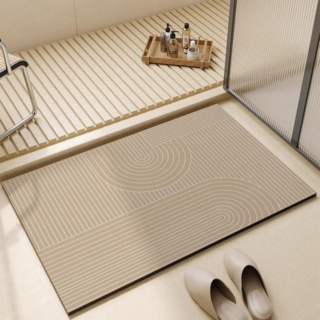 Rutschfeste Badematte aus Kieselgur von Bestbags, beige, rechteckig, schnelltrocknend und super saugfähig, B/H: 80 x 50 cm - Bild 1
