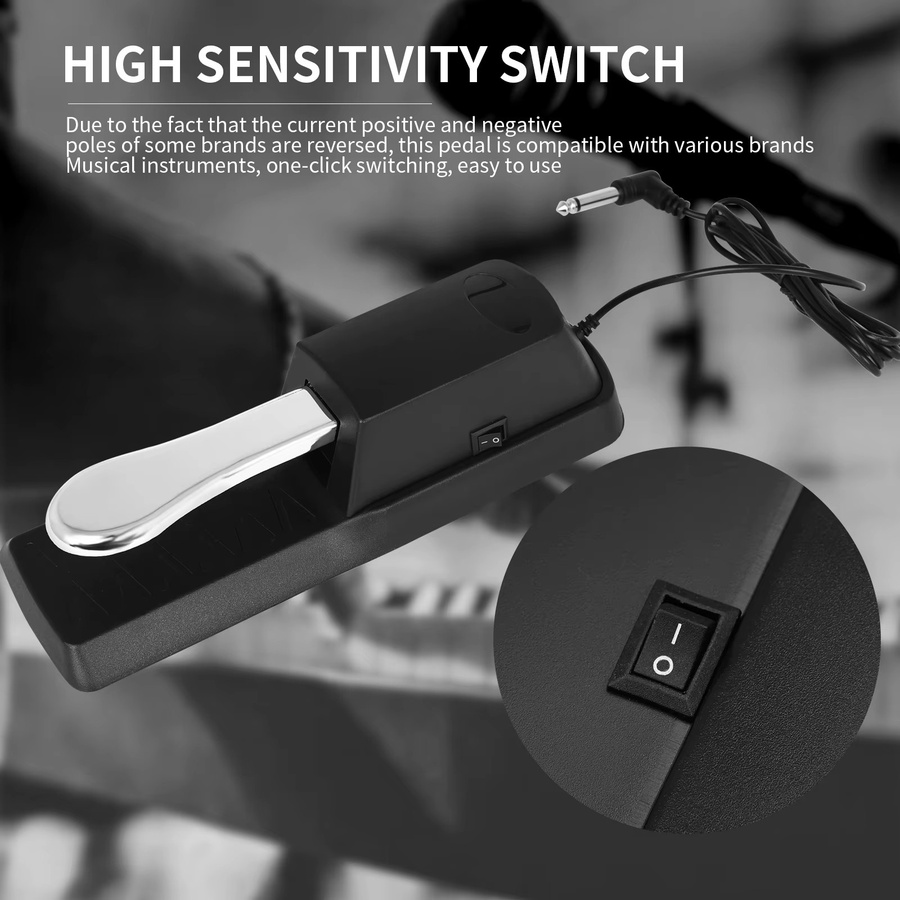 IRIN Piano Sustain-Dämpferpedal in Schwarz mit Polaritätsschalter für elektronische Klaviere und MIDI-Keyboards - Bild 3