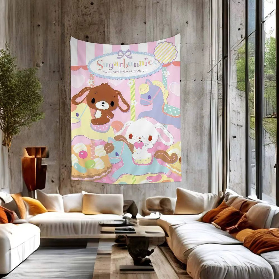 Sugarbunnies Anime Wandteppich Kawaii Science Fiction Wandkunst für dein Zimmer in Multicolour - Bild 2