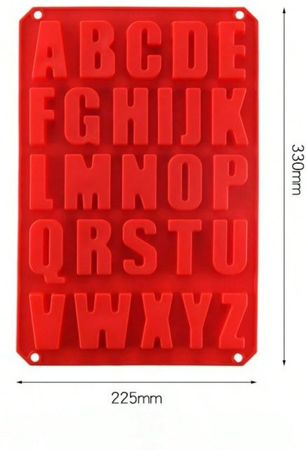 Silikon Kuchenform MTMA in Rot für Buchstabenförmiges Backwerk und Eiswürfel - Bild 1