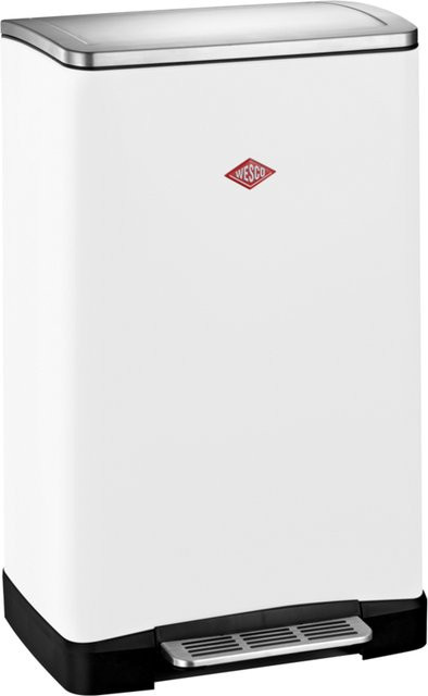 Wesco Big Double Boy Abfallsammler mit Pedal in Weiß aus Edelstahl und Kunststoff, B/T/H: 68,6 x 44,2 x 38,0 cm - Bild 1