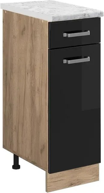 Vicco Küchenunterschrank R-Line in Schwarz Hochglanz mit Schubladen und Türen, B/T/H: 30 x 46 x 81,6 cm - Bild 1