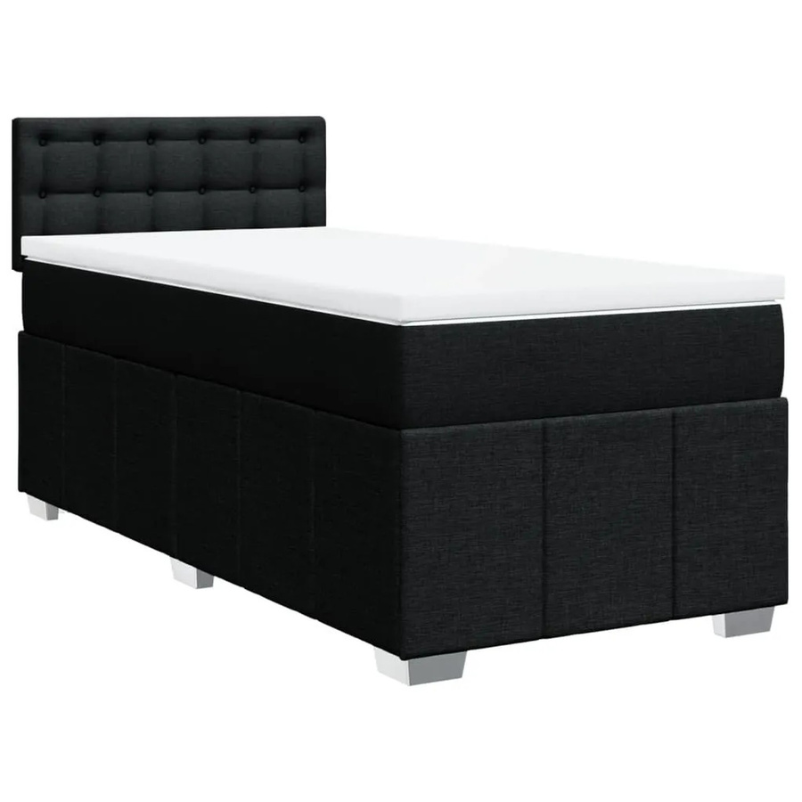 vidaXL Boxspringbett Hybrid mit Matratze und Taschenfederkern, Schwarz, B/T: 90 x 200 cm - Bild 2