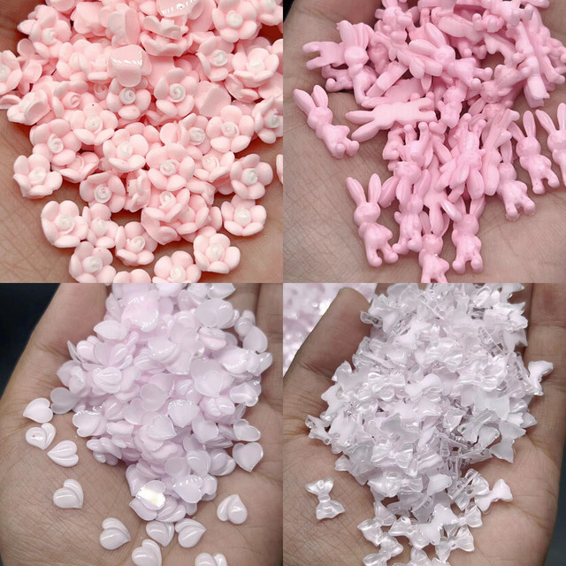 Rhstoe Nagel Charms, Rosa, Harz, Bogen, Blume, 50 Stück - Bild 1