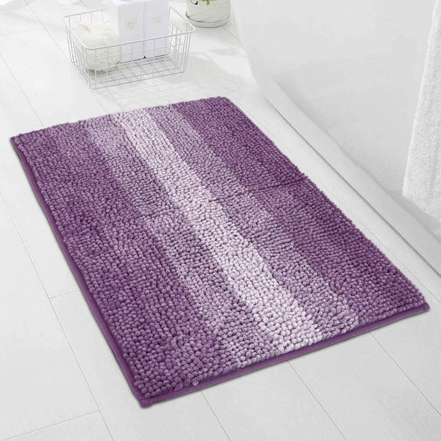 Rutschfeste Fußmatte mit floralem Design in Lila für Badezimmer und Toiletteneingang, B/B: 40 x 60 cm - Bild 1